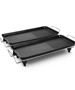 1-SOGA 2X 48cm Electric BBQ Grill Teppanyaki Tough Non-Stick Surface Hot Plate Kitchen 3-5 Person