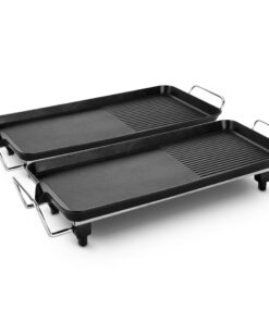 1-SOGA 2X 68cm Electric BBQ Grill Teppanyaki Plate Non-Stick Surface Hot Plate Kitchen 6-8 Person