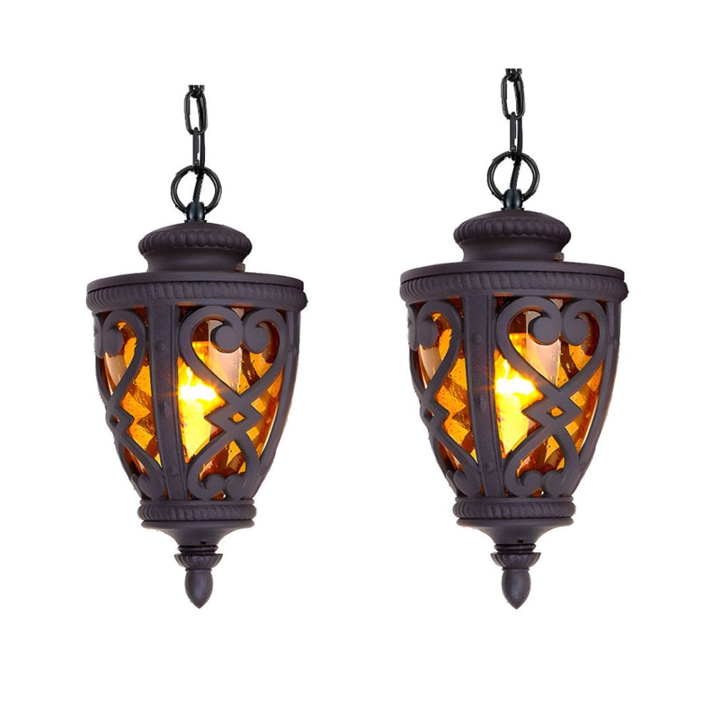 1-Vintage Lamp 2X 48cm  Aluminum Glass Lantern Chandelier for Home Decor