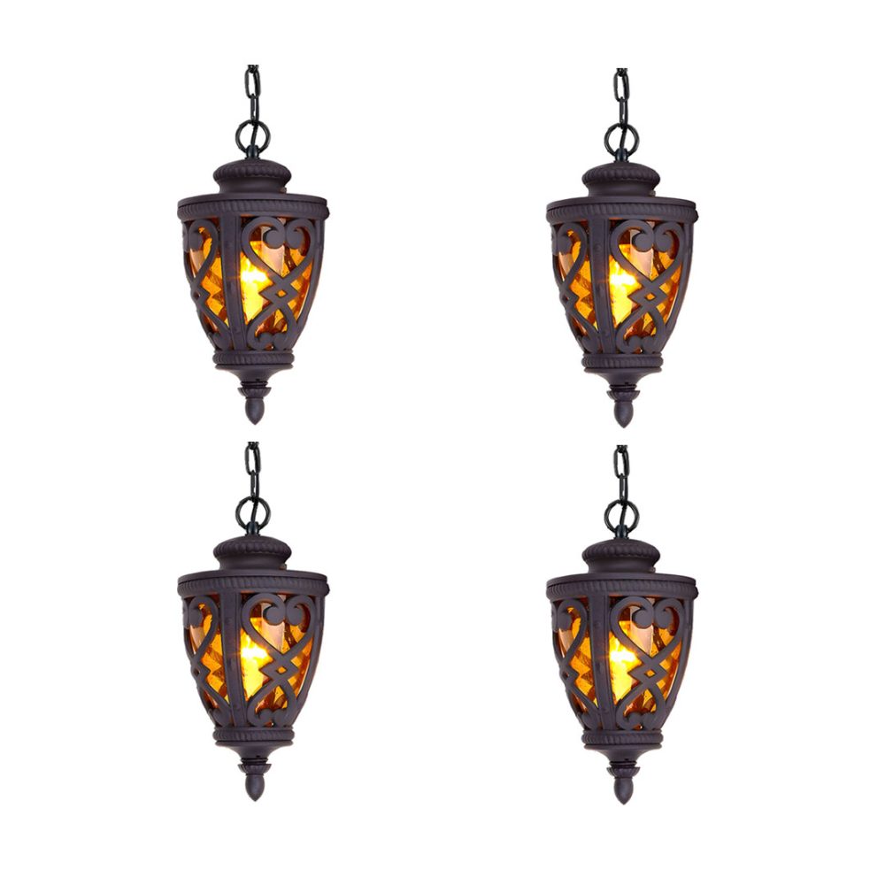 1-Vintage Lamp 4X 48cm  Aluminum Glass Lantern Chandelier for Home Decor