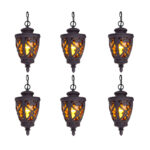 1-Vintage Lamp 6X 48cm  Aluminum Glass Lantern Chandelier for Home Decor