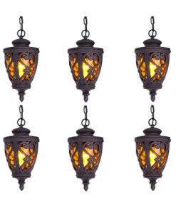 1-Vintage Lamp 6X 48cm  Aluminum Glass Lantern Chandelier for Home Decor