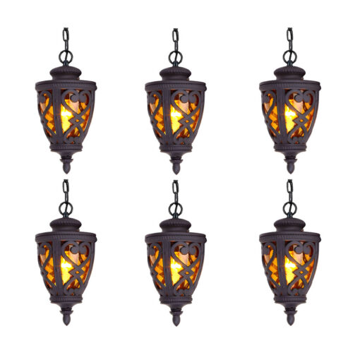 1-Vintage Lamp 6X 48cm  Aluminum Glass Lantern Chandelier for Home Decor