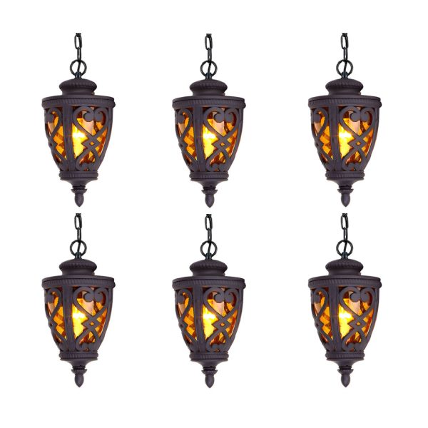 1-Vintage Lamp 6X 48cm  Aluminum Glass Lantern Chandelier for Home Decor