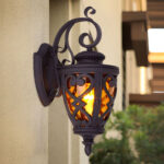 2-Vintage Lantern 2X 57cm Outdoor Antique Bronze Wall Sconce Classic Rustic Exterior Light Fixture