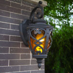 3-Vintage Lantern 2X 57cm Outdoor Antique Bronze Wall Sconce Classic Rustic Exterior Light Fixture