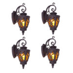 1-Vintage Lantern 4X 57cm Outdoor Antique Bronze Wall Sconce Classic Rustic Exterior Light Fixture