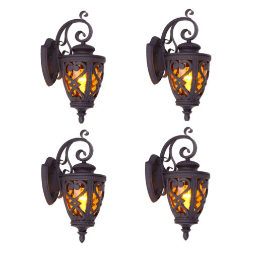 1-Vintage Lantern 4X 57cm Outdoor Antique Bronze Wall Sconce Classic Rustic Exterior Light Fixture