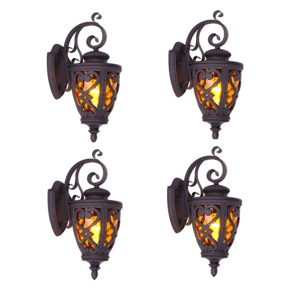 1-Vintage Lantern 4X 57cm Outdoor Antique Bronze Wall Sconce Classic Rustic Exterior Light Fixture