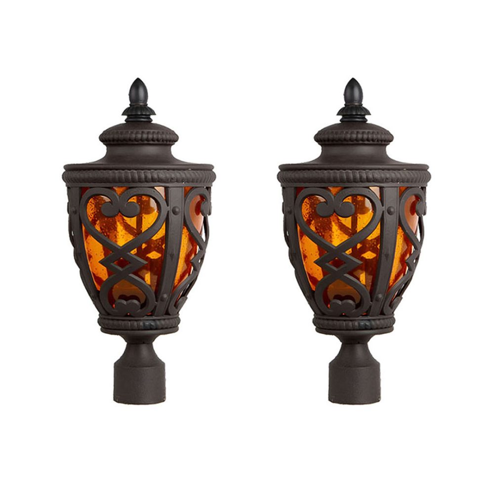 1-Vintage Lamp 2X 50.8cm Elegant Post Light with Aluminum and Glass Lantern Classic Outdoor Lighting