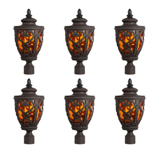 1-Vintage Lamp 6X 50.8cm Elegant Post Light with Aluminum and Glass Lantern Classic Outdoor Lighting