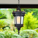 2-Vintage Lamp 6X 54.5cm Elegant Aluminum & Glass Lantern Chandelier Classic Hanging Light Fixture Antique Style