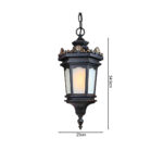 5-Vintage Lamp 6X 54.5cm Elegant Aluminum & Glass Lantern Chandelier Classic Hanging Light Fixture Antique Style