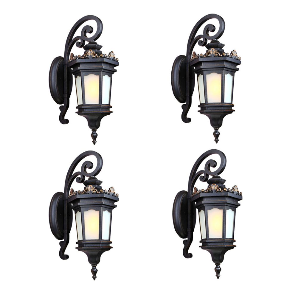 1-Vintage Lantern 4X 62cm Wall Light Elegant Aluminum & Glass Design Classic Outdoor Lighting Rustic Vintage Style