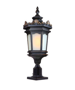 1-Vintage Lamp 72cm Lantern Stand Elegant Aluminum & Glass Outdoor Light Antique Style Exterior Fixture