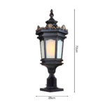 4-Vintage Lamp 72cm Lantern Stand Elegant Aluminum & Glass Outdoor Light Antique Style Exterior Fixture