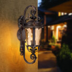3-Vintage Lantern 2X 70cm Aluminum & Glass Wall Light Classic Lantern Design Elegant Outdoor Antique Inspired Wall Lamp