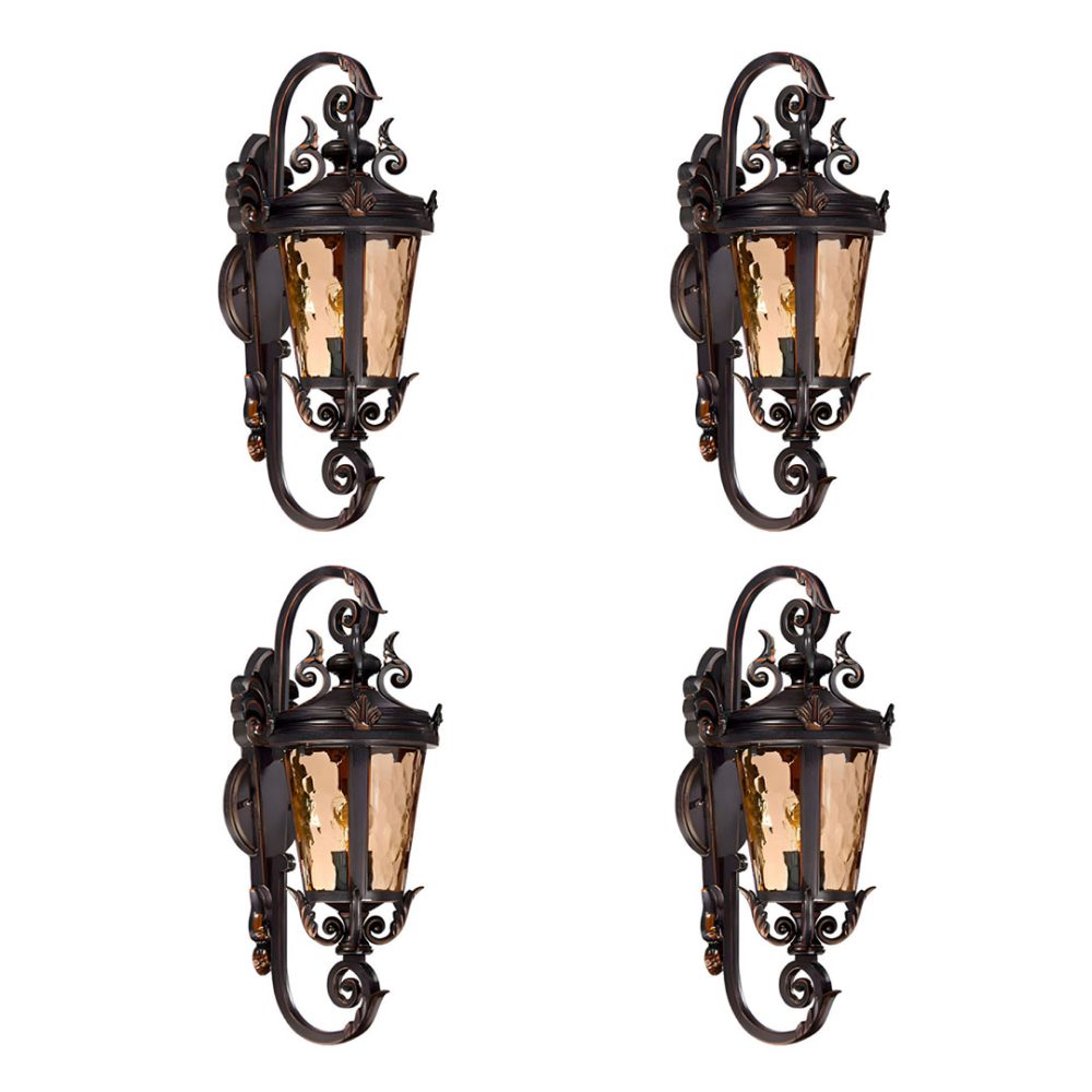 1-Vintage Lantern 4X 70cm Aluminum & Glass Wall Light Classic Lantern Design Elegant Outdoor Antique Inspired Wall Lamp
