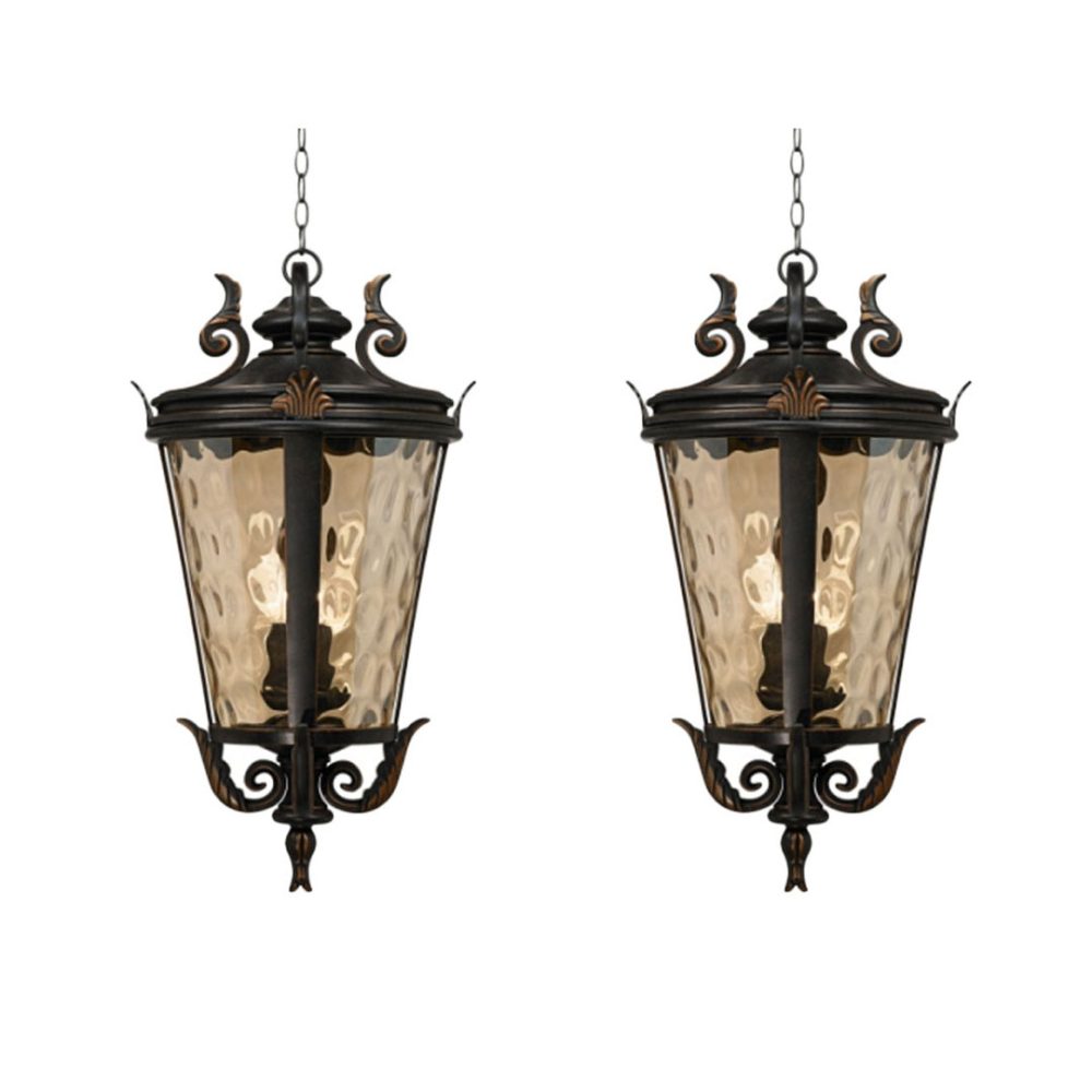 1-Vintage Lamp 2X 60.3cm Aluminum & Glass Lantern Elegant Chandelier Style Classic Hanging Light Antique-Inspired Design