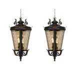 1-Vintage Lamp 2X 60.3cm Aluminum & Glass Lantern Elegant Chandelier Style Classic Hanging Light Antique-Inspired Design