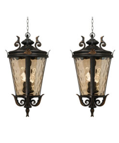 1-Vintage Lamp 2X 60.3cm Aluminum & Glass Lantern Elegant Chandelier Style Classic Hanging Light Antique-Inspired Design