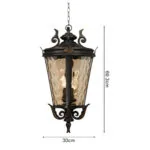 4-Vintage Lamp 2X 60.3cm Aluminum & Glass Lantern Elegant Chandelier Style Classic Hanging Light Antique-Inspired Design