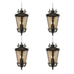 1-Vintage Lamp 4X 60.3cm Aluminum & Glass Lantern Elegant Chandelier Style Classic Hanging Light Antique-Inspired Design