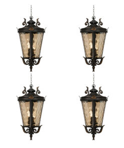 1-Vintage Lamp 4X 60.3cm Aluminum & Glass Lantern Elegant Chandelier Style Classic Hanging Light Antique-Inspired Design