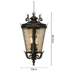 4-Vintage Lamp 4X 60.3cm Aluminum & Glass Lantern Elegant Chandelier Style Classic Hanging Light Antique-Inspired Design