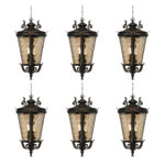 1-Vintage Lamp 6X 60.3cm Aluminum & Glass Lantern Elegant Chandelier Style Classic Hanging Light Antique-Inspired Design