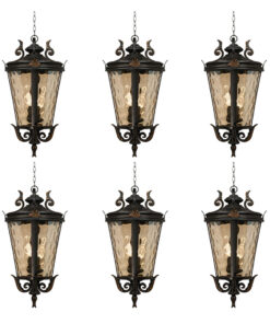 1-Vintage Lamp 6X 60.3cm Aluminum & Glass Lantern Elegant Chandelier Style Classic Hanging Light Antique-Inspired Design