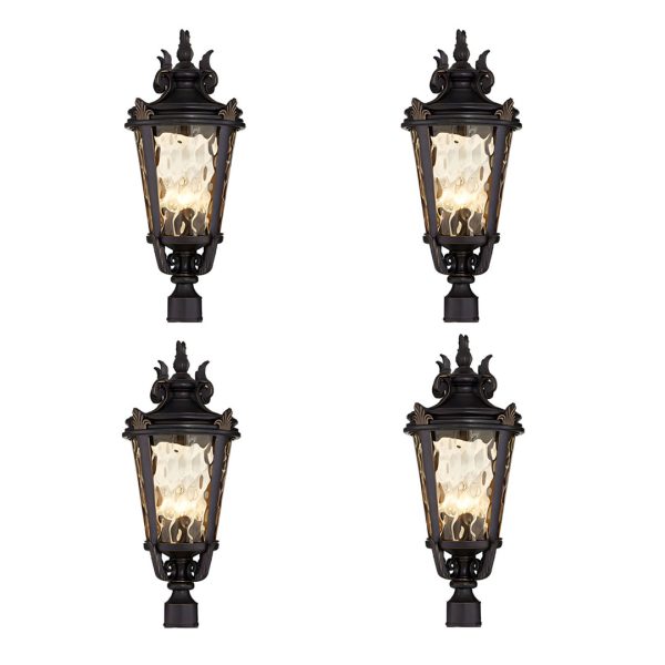 1-Vintage Lantern 4X 63.5cm Outdoor Post Lantern Light Classic Charm Elegant Patio Antique Inspired Outdoor Lighting