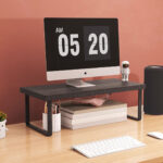 2-SOGA 40cm Black Computer Monitor Heightening Stand Desktop Support Station Rack