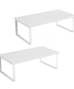 1-SOGA 2X 40cm White Computer Monitor Elevated Stand Desktop Support Station Rack