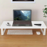 4-SOGA 2X 40cm White Computer Monitor Elevated Stand Desktop Support Station Rack