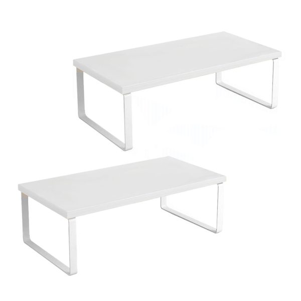 1-SOGA 2X 40cm White Computer Monitor Elevated Stand Desktop Support Station Rack