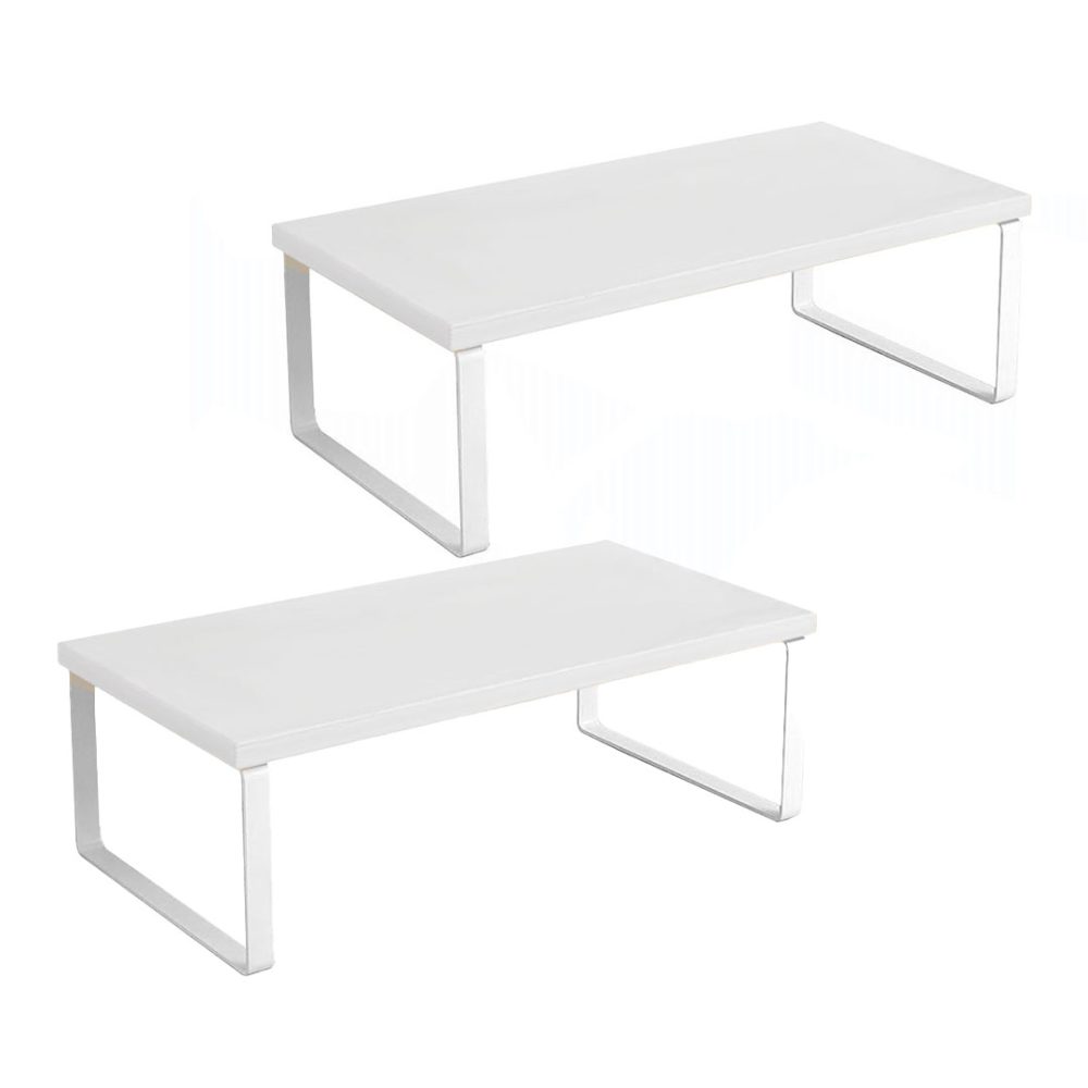 1-SOGA 2X 50cm White Computer Monitor Elevated Stand Desktop Support Station Rack