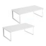 1-SOGA 2X 50cm White Computer Monitor Elevated Stand Desktop Support Station Rack