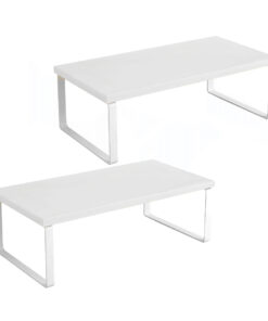 1-SOGA 2X 50cm White Computer Monitor Elevated Stand Desktop Support Station Rack