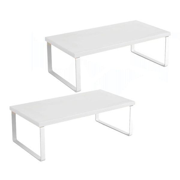 1-SOGA 2X 50cm White Computer Monitor Elevated Stand Desktop Support Station Rack