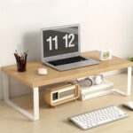 2-SOGA 50cm Wood Computer Monitor Elevated Stand Desktop Support Station Rack