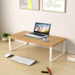 3-SOGA 2X 50cm Wood Computer Monitor Elevated Stand Desktop Support Station Rack