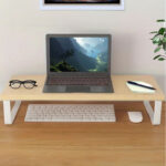 5-SOGA 2X 50cm Wood Computer Monitor Elevated Stand Desktop Support Station Rack