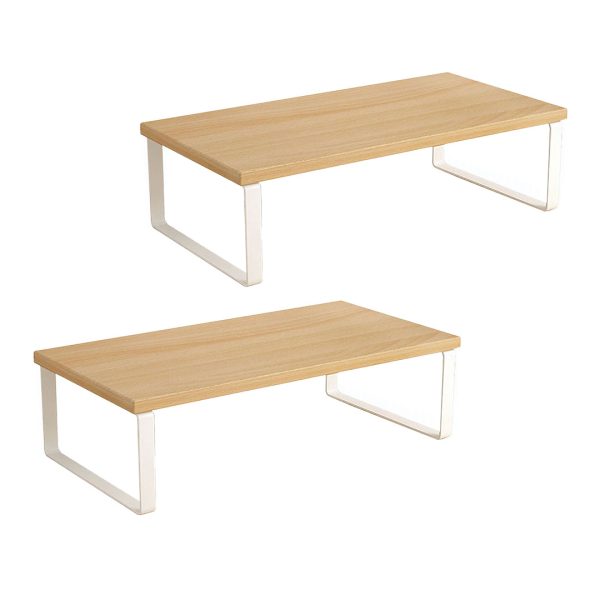 1-SOGA 2X 50cm Wood Computer Monitor Elevated Stand Desktop Support Station Rack