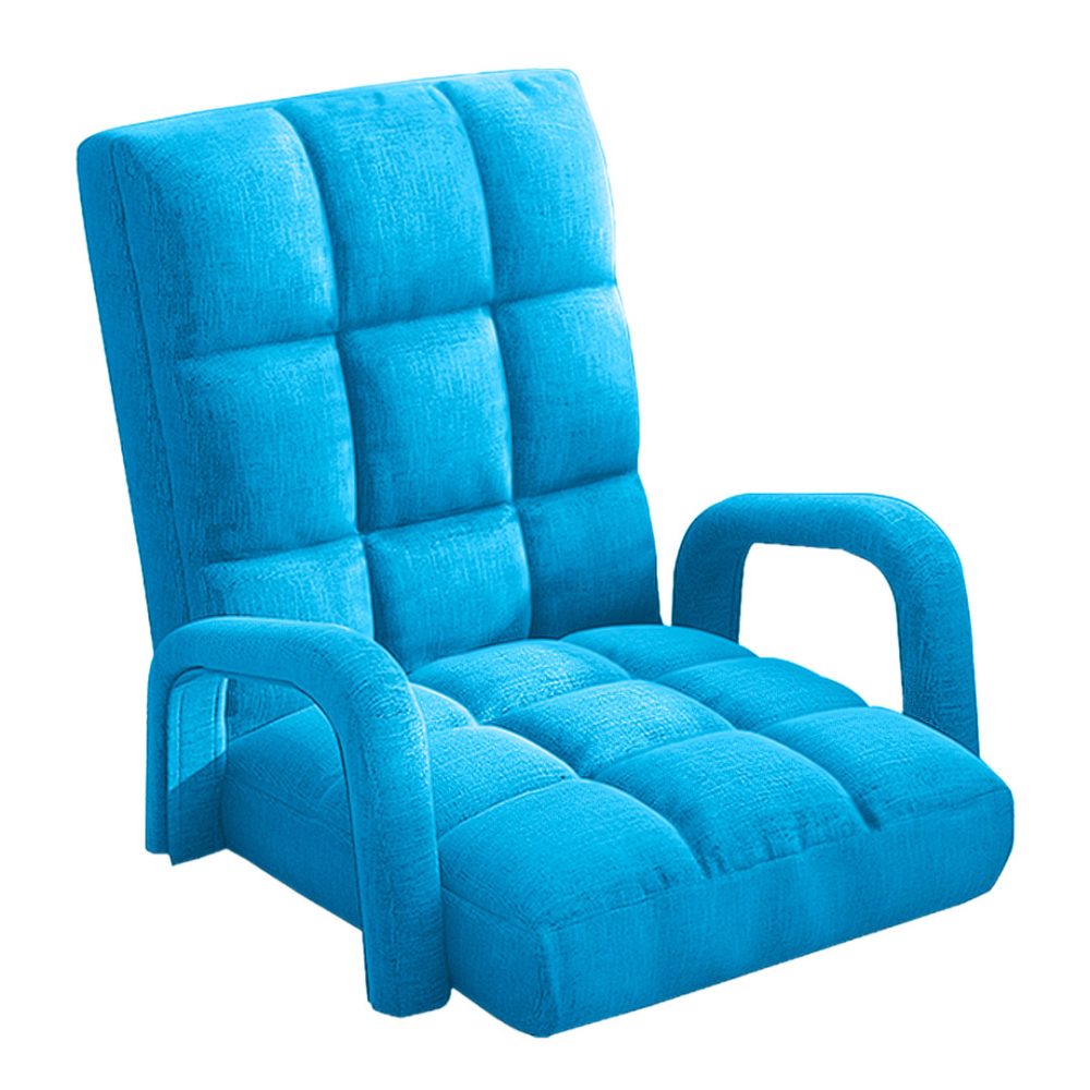 1-SOGA  Foldable Lounge Cushion Adjustable Floor Lazy Recliner Chair with Armrest Blue