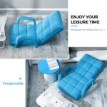 4-SOGA  Foldable Lounge Cushion Adjustable Floor Lazy Recliner Chair with Armrest Blue