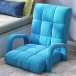 8-SOGA  Foldable Lounge Cushion Adjustable Floor Lazy Recliner Chair with Armrest Blue