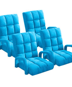1-SOGA 4X Foldable Lounge Cushion Adjustable Floor Lazy Recliner Chair with Armrest Blue