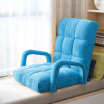 6-SOGA 4X Foldable Lounge Cushion Adjustable Floor Lazy Recliner Chair with Armrest Blue
