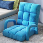 7-SOGA 4X Foldable Lounge Cushion Adjustable Floor Lazy Recliner Chair with Armrest Blue